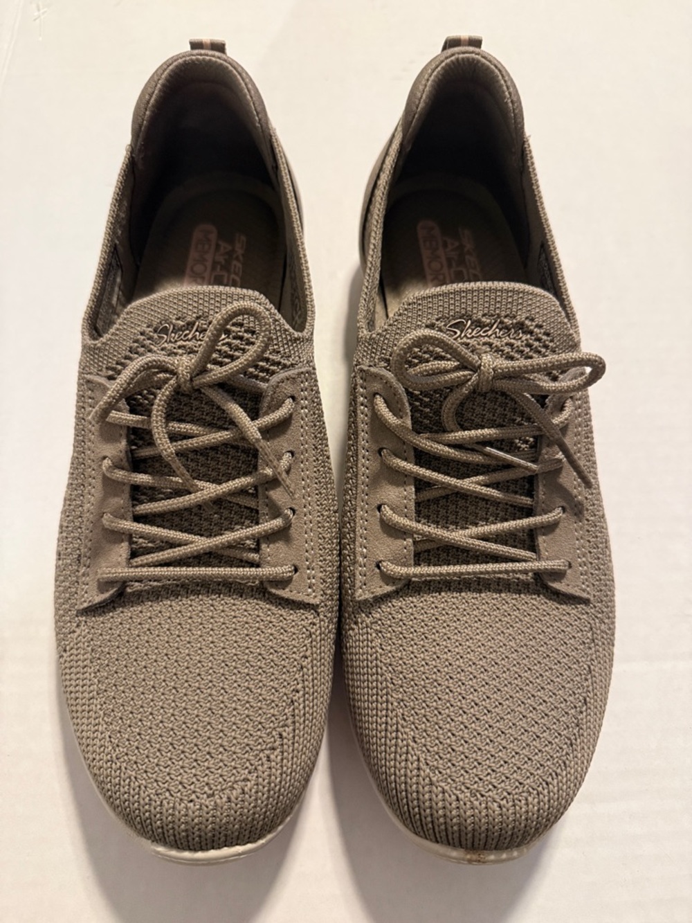 Skechers women Brown Knit Lace-Up Sneakers